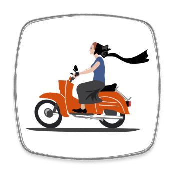 SERBSKA HOLCA MOPED - Viereckiger Kühlschrankmagnet - Weiß - Vorne