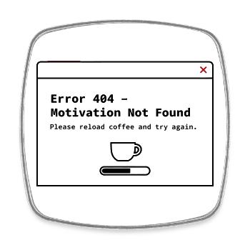 404 Motivation nicht gefunden– System Error Coffee - Viereckiger Kühlschrankmagnet - Weiß - Vorne