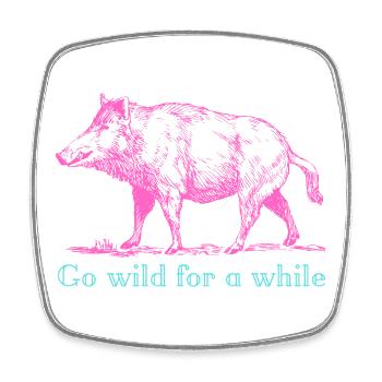 Wildeschwein Pink  - Go wild for a while - Viereckiger Kühlschrankmagnet - Weiß - Vorne