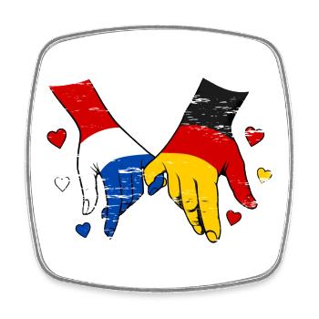 Holland Germany Flag Hands Heart Shape Used - Square fridge magnet - white - Front