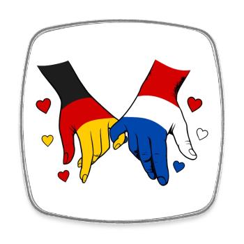 Germany Holland Flag Holding Hands - Square fridge magnet - white - Front