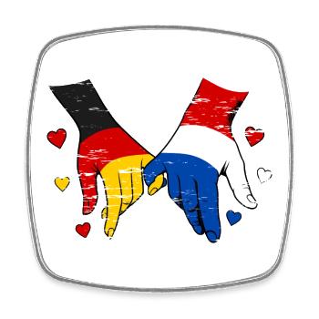 Germany Holland Flag Holding Hands - Square fridge magnet - white - Front