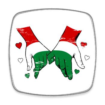 Hungary flag holding hands used - Square fridge magnet - white - Front