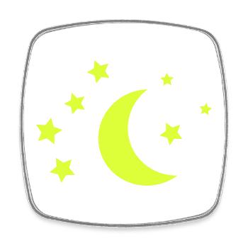 Moon and Stars Neon Yellow Night - Square fridge magnet - white - Front