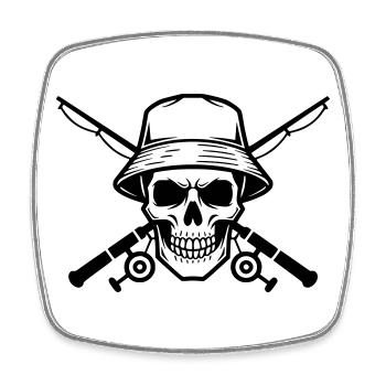 Angler Totenkopf Wappen Schwarz - Viereckiger Kühlschrankmagnet - Weiß - Vorne