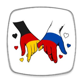 Deutschland Russland Flagge Händehalten  - Viereckiger Kühlschrankmagnet - Weiß - Vorne