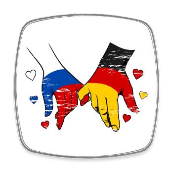 Russia Germany Flag Holding Hands - Square fridge magnet - white - Front
