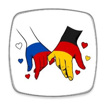 Russia Germany Flag Holding Hands - Square fridge magnet - white - Front