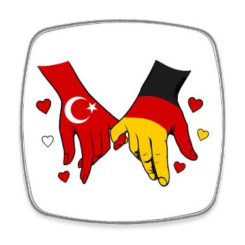Drapeau de l’Allemagne de Turquie se tenant la main - Magnet carré - blanc - Devant