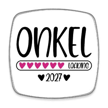 Onkel 2027 loading Herzchen Ladebalken - Viereckiger Kühlschrankmagnet - Weiß - Vorne