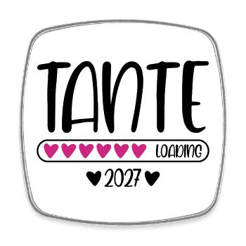 Tante 2027 loading Herzchen Ladebalken - Viereckiger Kühlschrankmagnet - Weiß - Vorne