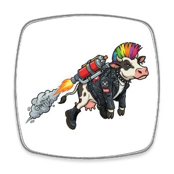 Flying Punk Cow Grafitti - Square fridge magnet - white - Front