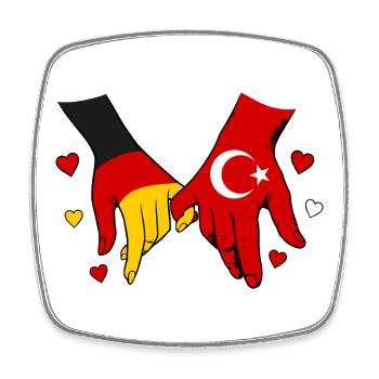Allemagne : drapeaux turcs se tenant la main - Magnet carré - blanc - Devant