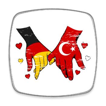 Deutschland Türkei Flaggen Händehalten used - Viereckiger Kühlschrankmagnet - Weiß - Vorne