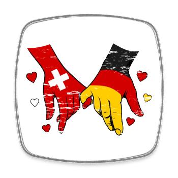 Switzerland Germany Flag Heart Hands - Square fridge magnet - white - Front