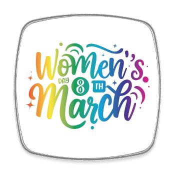 Women Day 8th March - Viereckiger Kühlschrankmagnet - Weiß - Vorne