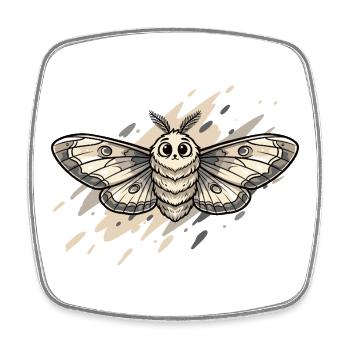 Illustration du papillon de nuit - Magnet carré - blanc - Devant