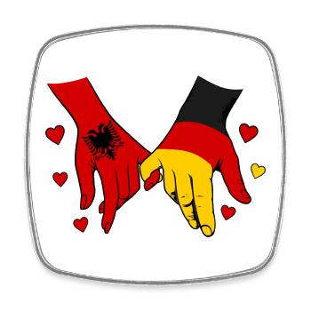 Albania Germany Flag Holding Hands - Square fridge magnet - white - Front