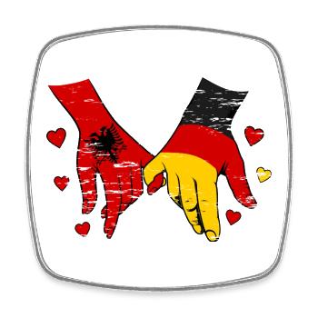 Albania Germany Flag Holding Hands used - Square fridge magnet - white - Front