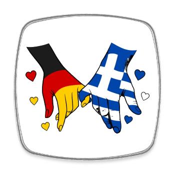 Drapeau allemand et grec se tenant la main - Magnet carré - blanc - Devant