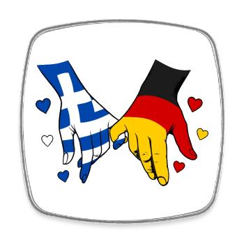 Greece Germany Flag Holding Hands - Square fridge magnet - white - Front