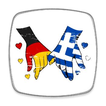 Deutschland Griechenland Flagge Händehalten - Viereckiger Kühlschrankmagnet - Weiß - Vorne