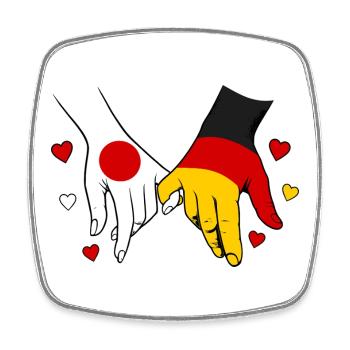 Japan_Deutschland_Flagge_Händehalten - Square fridge magnet - white - Front