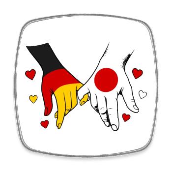 Deutschland_Japan_Flagge_Haendehalten - Magnet carré - blanc - Devant