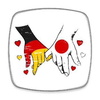 Deutschland_Japan_Flagge_Haendehalten_used - Magnet carré - blanc - Devant
