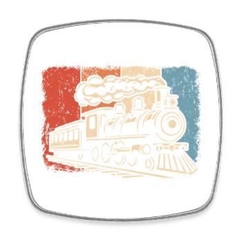 Railway Steam locomotive Locomotive Model railway Train - Square fridge magnet - white - Front