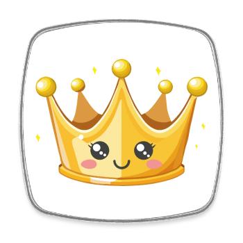 Kawaii Goldene Krone Illustration - Viereckiger Kühlschrankmagnet - Weiß - Vorne