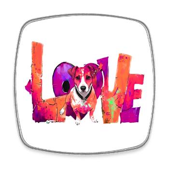 Jack Russell Terrier adore les chiens de lettrage - Magnet carré - blanc - Devant