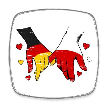 Germany Poland Flag Holding Hands - Square fridge magnet - white - Front