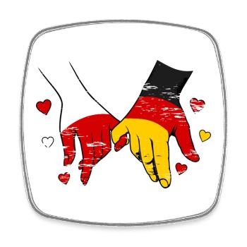 Polen_Deutschland_Flagge_Haendehalten_used - Viereckiger Kühlschrankmagnet - Weiß - Vorne