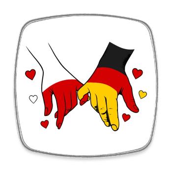 Polen_Deutschland_Flagge_Händehalten - Magnet carré - blanc - Devant