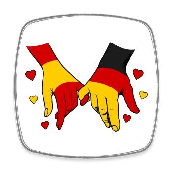 Spanien_Deutschland_Flagge_Haendehalten - Square fridge magnet - white - Front
