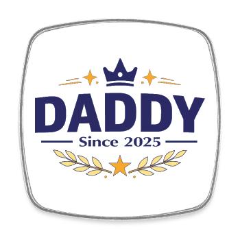 Papa seit 2025 – Proud Dad Design - Viereckiger Kühlschrankmagnet - Weiß - Vorne