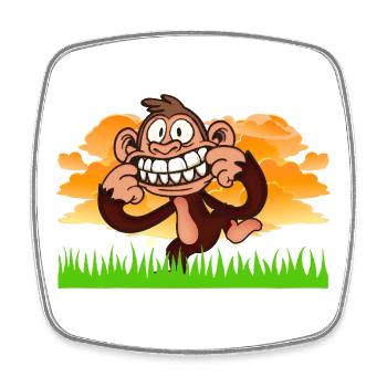 Funny Grinning Monkey Retro Cartoon Jungle Art - Viereckiger Kühlschrankmagnet - Weiß - Vorne