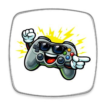 Retro Controller Spaß - Viereckiger Kühlschrankmagnet - Weiß - Vorne