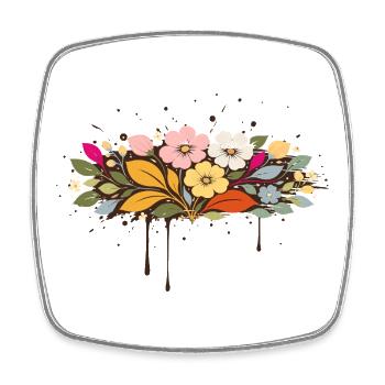 Florales Graffiti Blumen Illustration - Viereckiger Kühlschrankmagnet - Weiß - Vorne