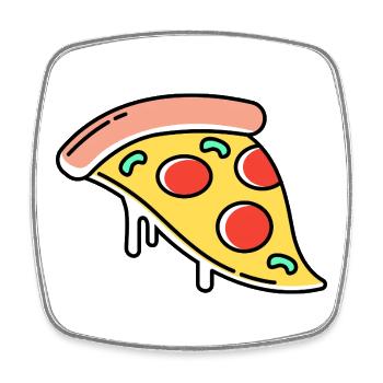 Icône de la pizza - Magnet carré - blanc - Devant
