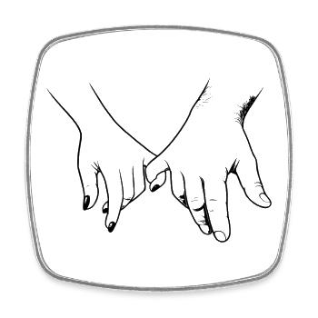 Holding hands motif love - Square fridge magnet - white - Front