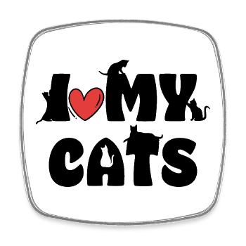 I Love My Cats Cat Lover Katzen Design - Square fridge magnet - white - Front