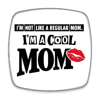Funny Cool Mom Shirt – Lip Print Mothers Day Tee - Square fridge magnet - white - Front