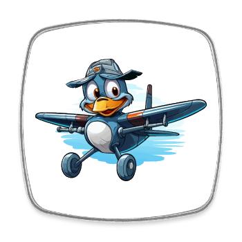 Pilote de pingouin dans un avion - Magnet carré - blanc - Devant