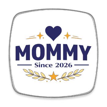 Mama seit 2026 – Proud Mom Design - Viereckiger Kühlschrankmagnet - Weiß - Vorne