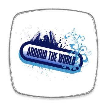 Around the World – Floral Blue Foam - Square fridge magnet - white - Front