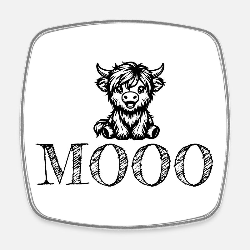 Mignonne vache Mooo - Magnet carré - blanc