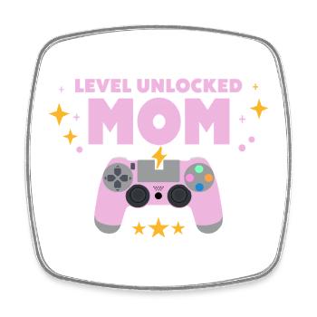 Level unlocked: Mom - Square fridge magnet - white - Front