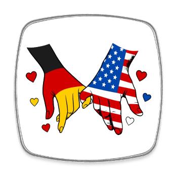 Germany USA Flag Holding Hands - Square fridge magnet - white - Front